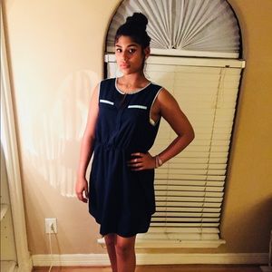 Blue casual sleeveless dress